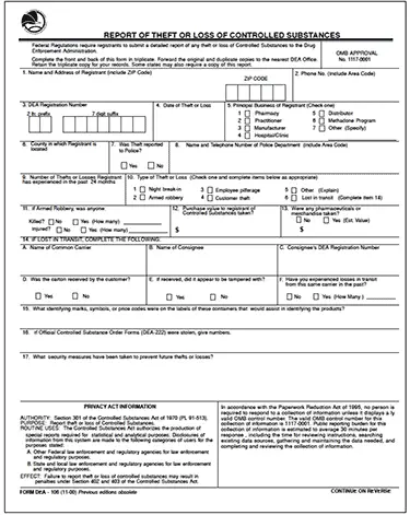 Brinks DEA Compliance Consulting: Reporting Lost Or Stolen Controlled ...